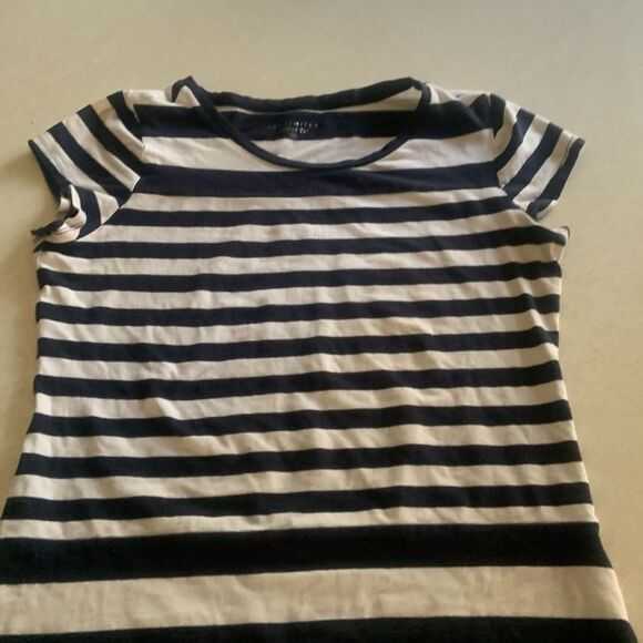 The Limited Perfect Tee Navy Blue Striped T-Shirt Cap Sleeve Medium Nautical - Picture 4 of 6